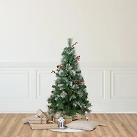 4ft. Pre-Lit Frosted Carolina Berry Spruce Artificial Christmas Tree, Clear Lights