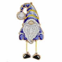 Wonderland Crafts Blue Gnome Bead Embroidery on Wood Kit