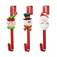 Glitzhome® 14" Christmas Metal Elf, Snowman & Santa Wreath Hanger Set