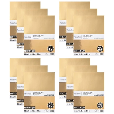 12 Packs: 25 ct. (300 total) Gold Foil 8.5" x 11" Cardstock Paper by Recollections™