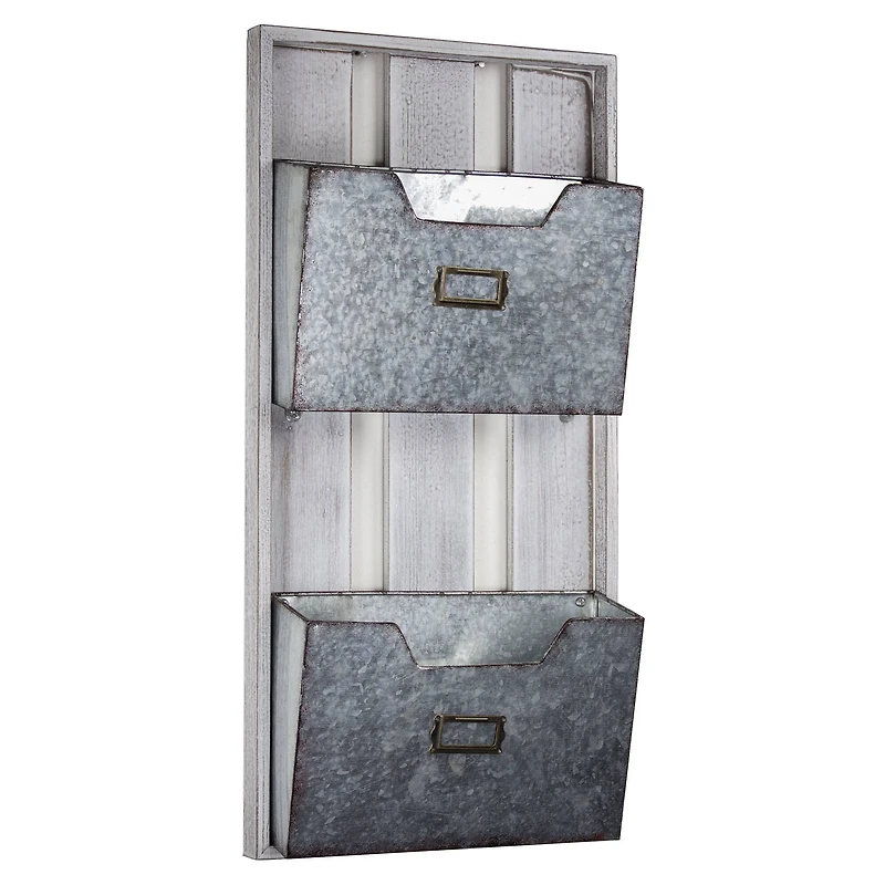 Galvanized Metal Mail & Magazine Wall Organizer