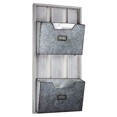 Galvanized Metal Mail & Magazine Wall Organizer