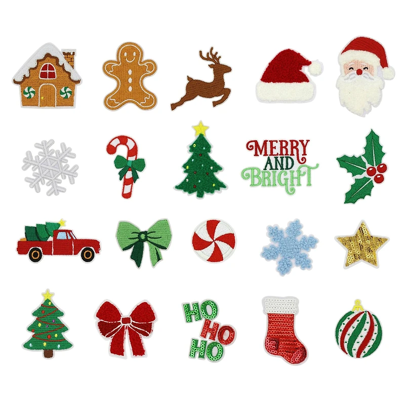 Classic Christmas 20 Piece Iron-On & Adhesive Patch Set by Celebrate It™