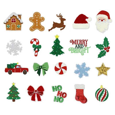Classic Christmas 20 Piece Iron-On & Adhesive Patch Set by Celebrate It™