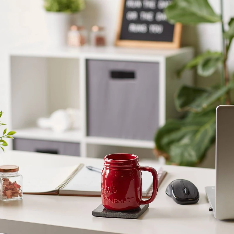 DII® Red Mason Jar Ceramic Mugs, 2ct.
