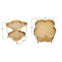 Hello Honey® 28.5" 2-Tier Clover Shaped Metal Bar Cart on Caster Wheels