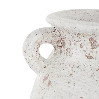 10" Cream Ceramic Textured Vase with Handles