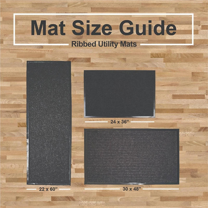 DII® J&M Charcoal Ribbed Walk Off Utility Mat, 30" x 48"