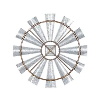 Silver Farmhouse Decorative Windmill Wall Accent