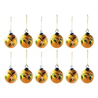 Hello Honey® 4" Hand-Painted Glass Ball Ornament Set with Holly Designs