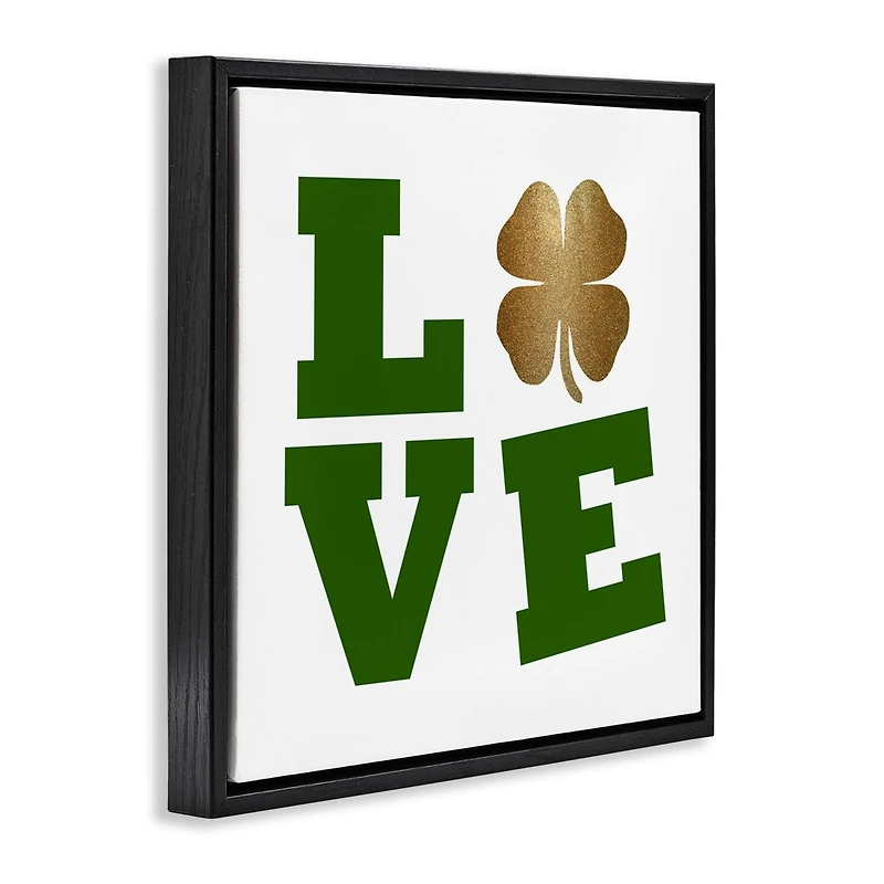 Stupell Industries St Patrick's Day Clover Love Floater Framed Art