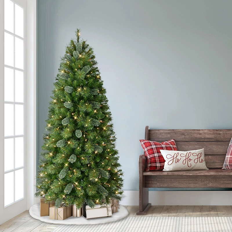 6.5ft Pre-Lit Slim Teton Pine Artificial Christmas Tree, Clear Lights