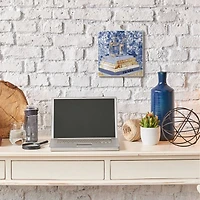 Stupell Industries Fashion Book Pile Glam Designer Accessories Blue Gold Wood Wall Plaque