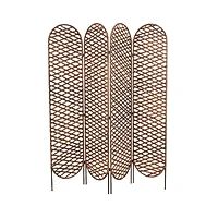 6ft. Copper Metal Geometric Handmade Foldable Freestanding Woven Room Divider Screen