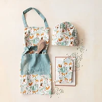 Hello Honey® Cotton Child Woodland Flora & Fauna Pattern Apron Set