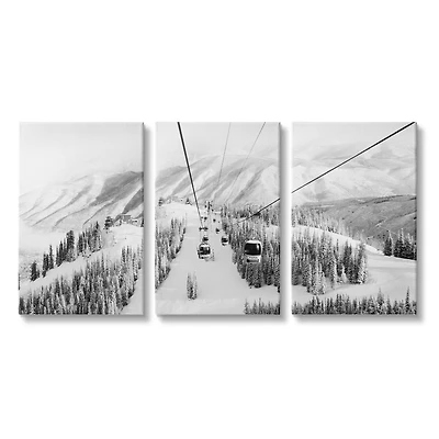 Stupell Industries Snowy Ski Mountain Tops Landscape Gondola Ride Adventure Canvas Wall Art, 16" x 24"