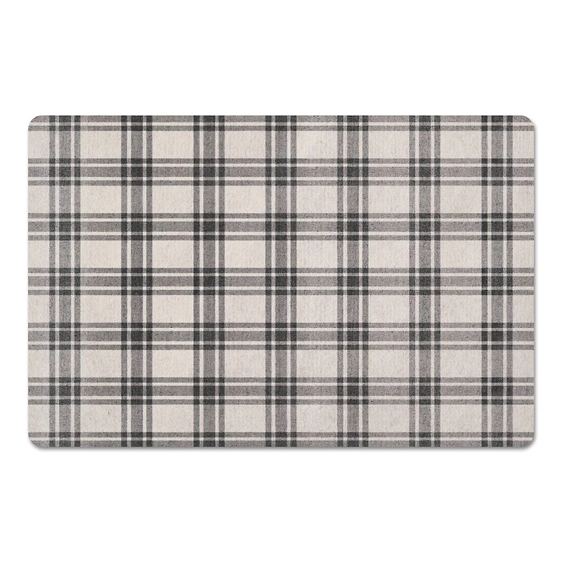 Black Plaid Floor Mat