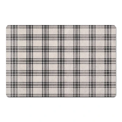 Black Plaid Floor Mat