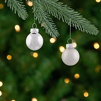 24ct. 1" 2-Finish Silver Glass Ball Ornaments