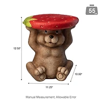 Glitzhome® 12.5" Bear Holding a Strawberry Decorative Garden Stool