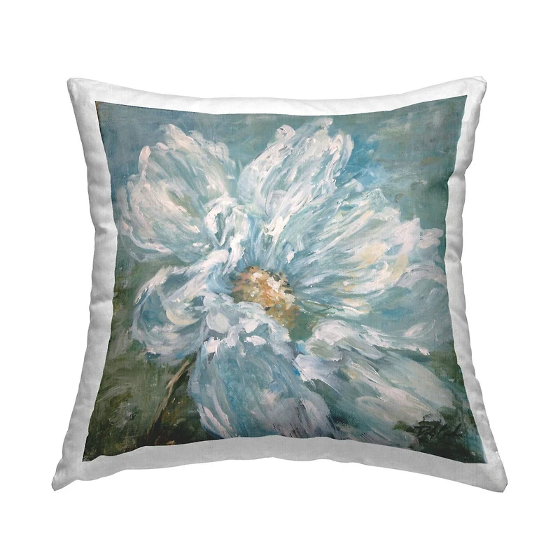 Stupell Industries Traditional White Flower Impressionist Style Petals Throw Pillow, 18" x 18"