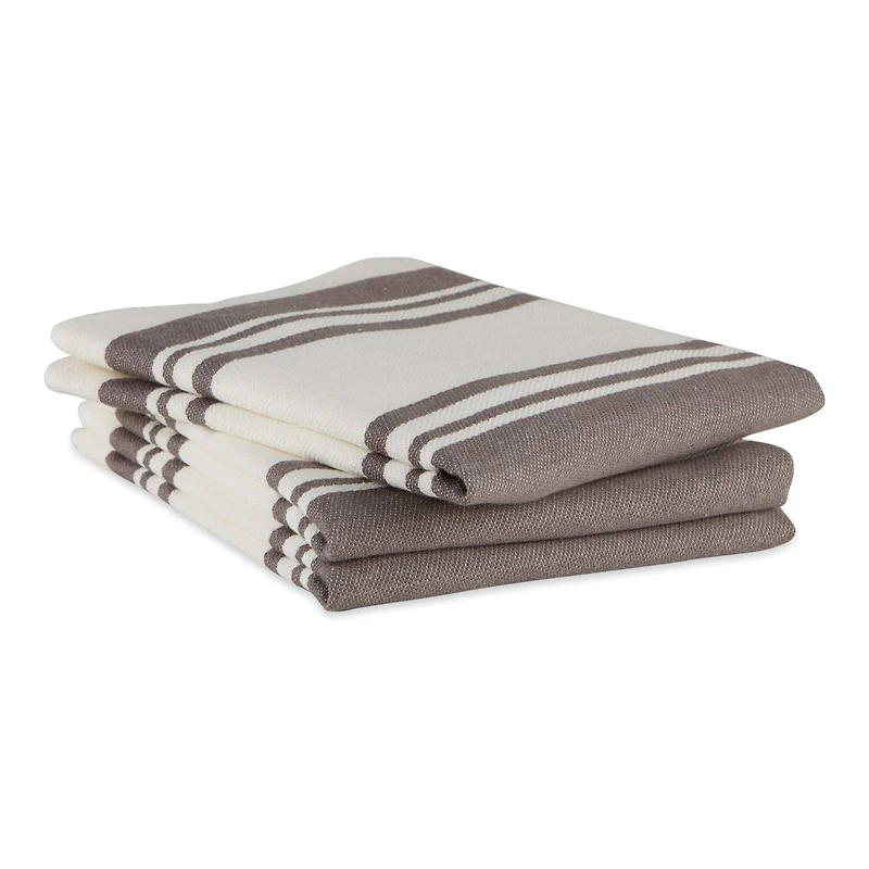 DII® Gray Chef Stripe Dish Towels, 3ct.