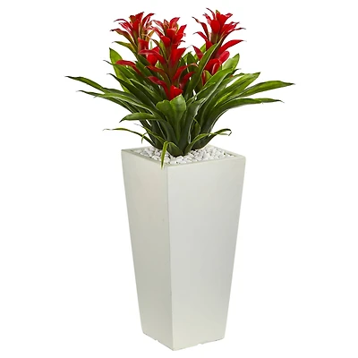 2ft. Triple Bromeliad Artificial Plant in White Tower Planter