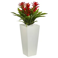 2ft. Triple Bromeliad Artificial Plant in White Tower Planter
