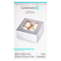 6 Packs: 3 ct. (18 total) Silver & White Cupcake Boxes by Celebrate It®