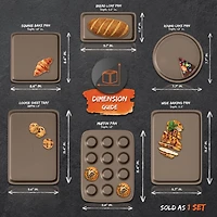 NutriChef Bronze Non-Stick Kitchen Bakeware Set