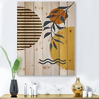 Designart - Botanical Minimalist Leaf With Abstract Shapes I