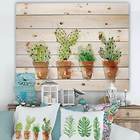 Designart - Cacti In Ceramic Pots In Gentle Tones I