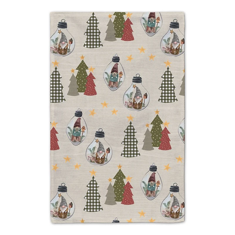 Good Tidings Cream Tree & Globe Pattern Tea Towel Set