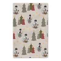 Good Tidings Cream Tree & Globe Pattern Tea Towel Set