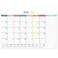 July 2025 - June 2026 Medium Rainbow Blocks Desk Pad Monthly Blotter Calendar