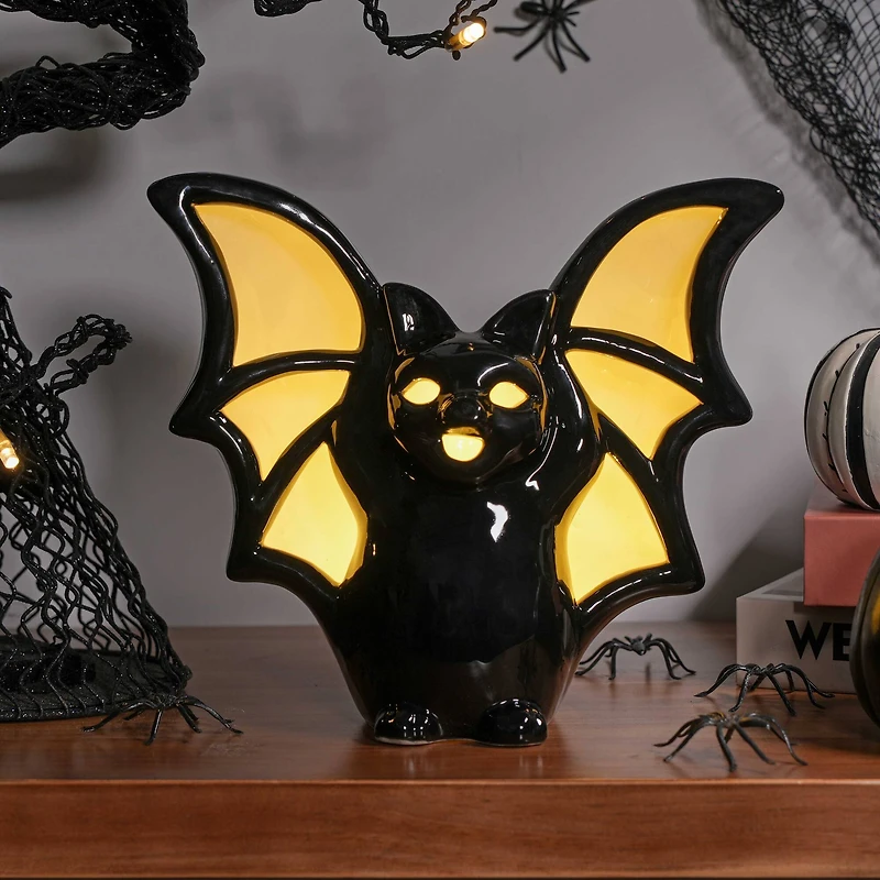 8" Black Bat LED Ceramic Tabletop Décor by Ashland®