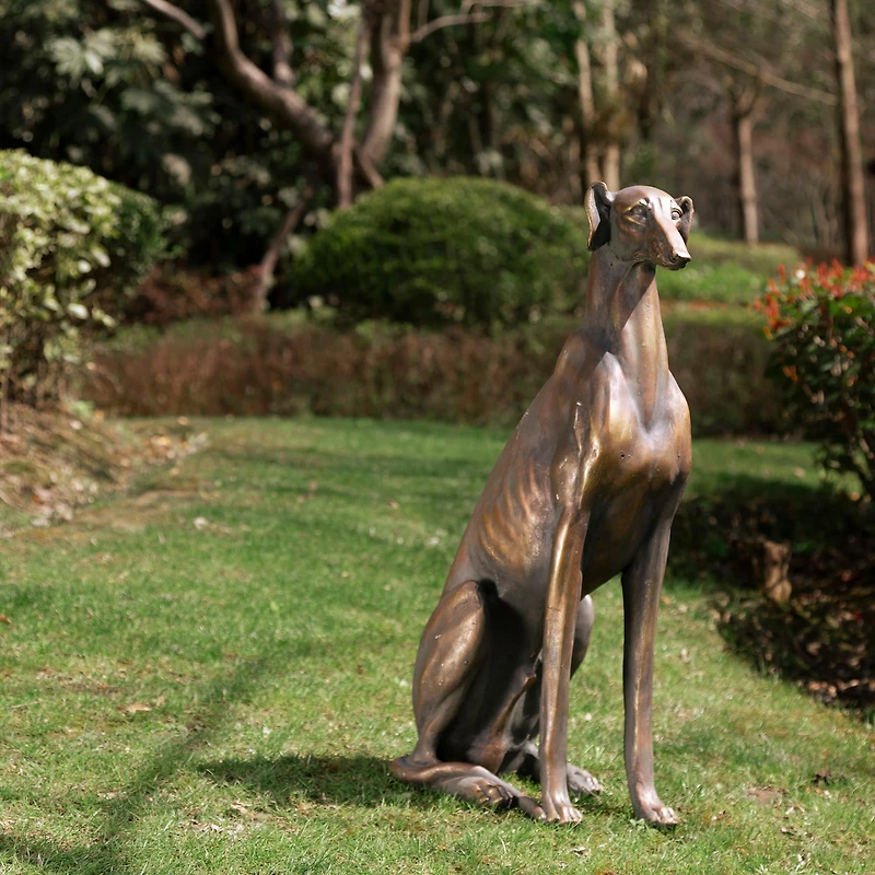 Glitzhome® 30" Sitting Right Greyhound Dog Statue