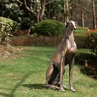 Glitzhome® 30" Sitting Right Greyhound Dog Statue