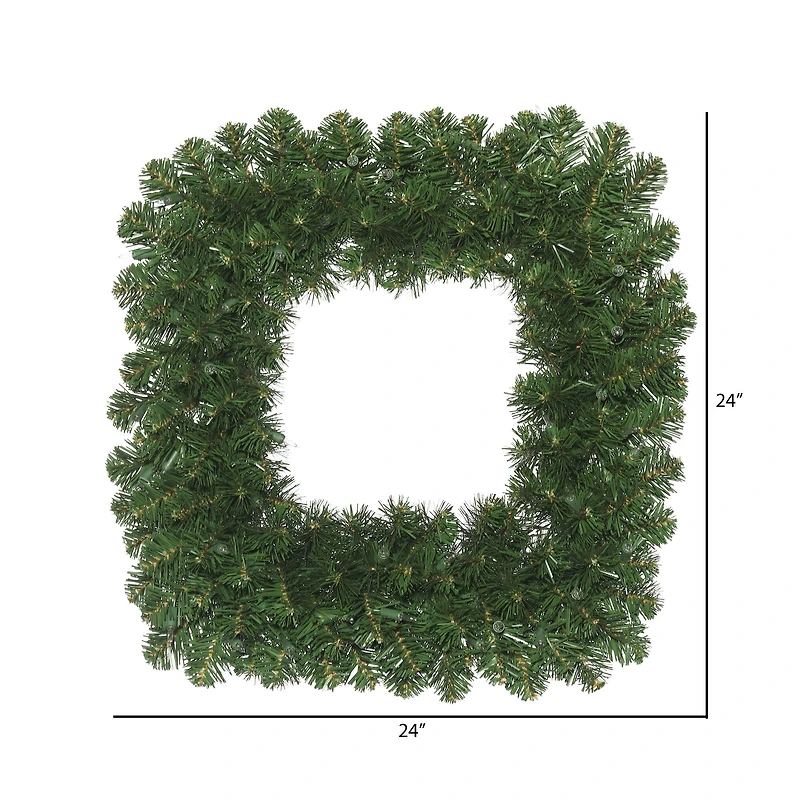24" Oregon Fir Artificial Christmas Square Wreath