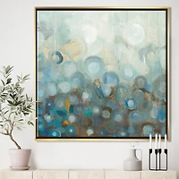 Designart - Blue and Bronze Dots on Glass II - Modern & Contemporary Framed Canvas