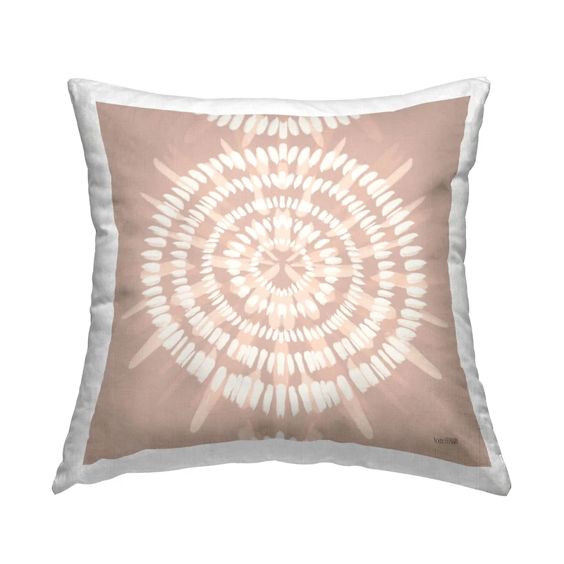 Stupell Industries Beige Geometric Boho Mandala Circles Throw Pillow, 18" x 18"