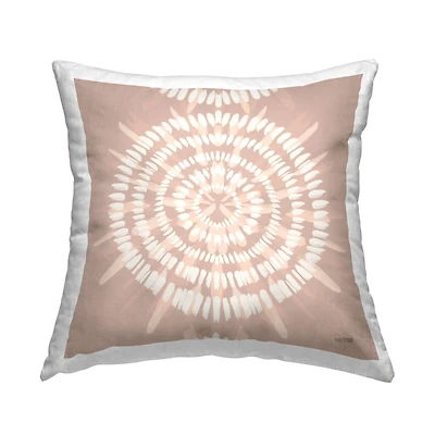 Stupell Industries Beige Geometric Boho Mandala Circles Throw Pillow, 18" x 18"