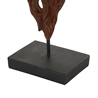 14" Dark Brown Ceramic Horse Head Sculpture with Black Rectangle Base