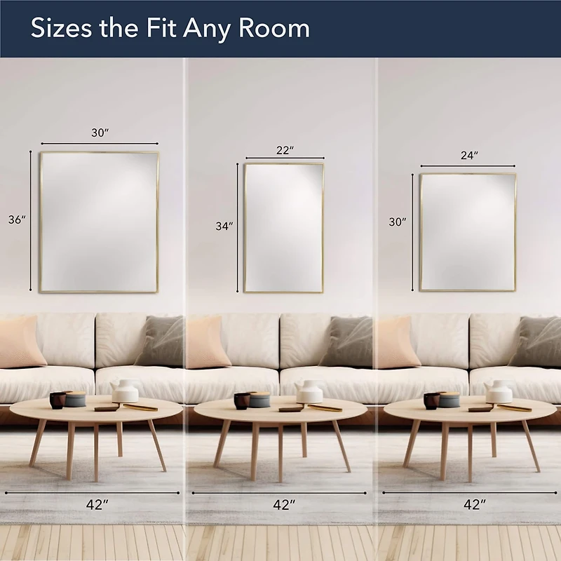 Head West Brassy Gold Spectrum Metal Rectangular Bathroom Vanity Mirror