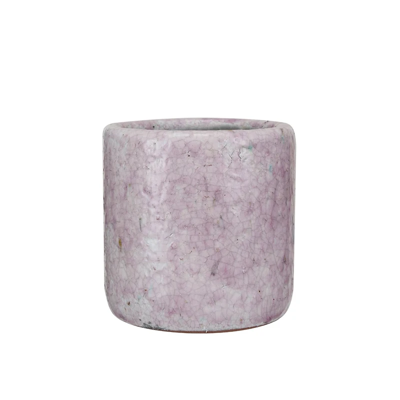 Hello Honey® 4.75" Matte Pink Crackle Glaze Decorative Terra Cotta Planter