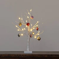 2ft. Pre-Lit Artificial Valentine's Day Twig Tree with 24 Warm White LED Lights and Heart Ornaments