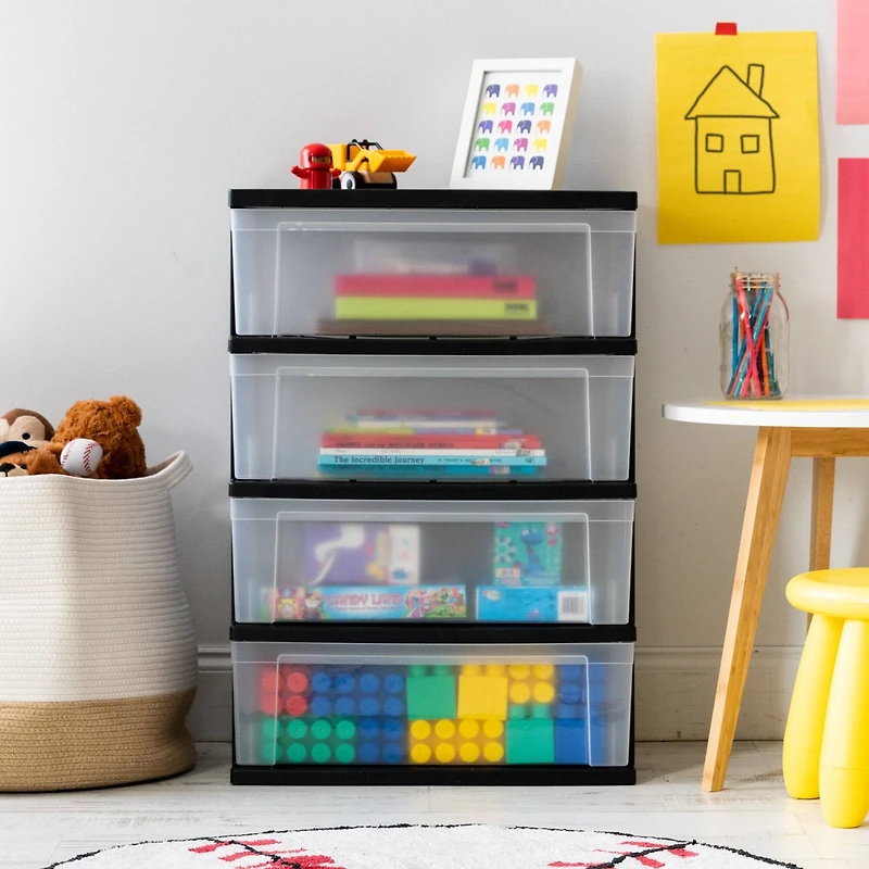 IRIS® 30.5" Black & Clear 4-Drawer Chest