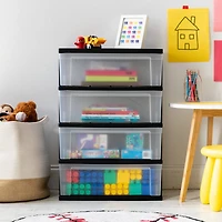 IRIS® 30.5" Black & Clear 4-Drawer Chest