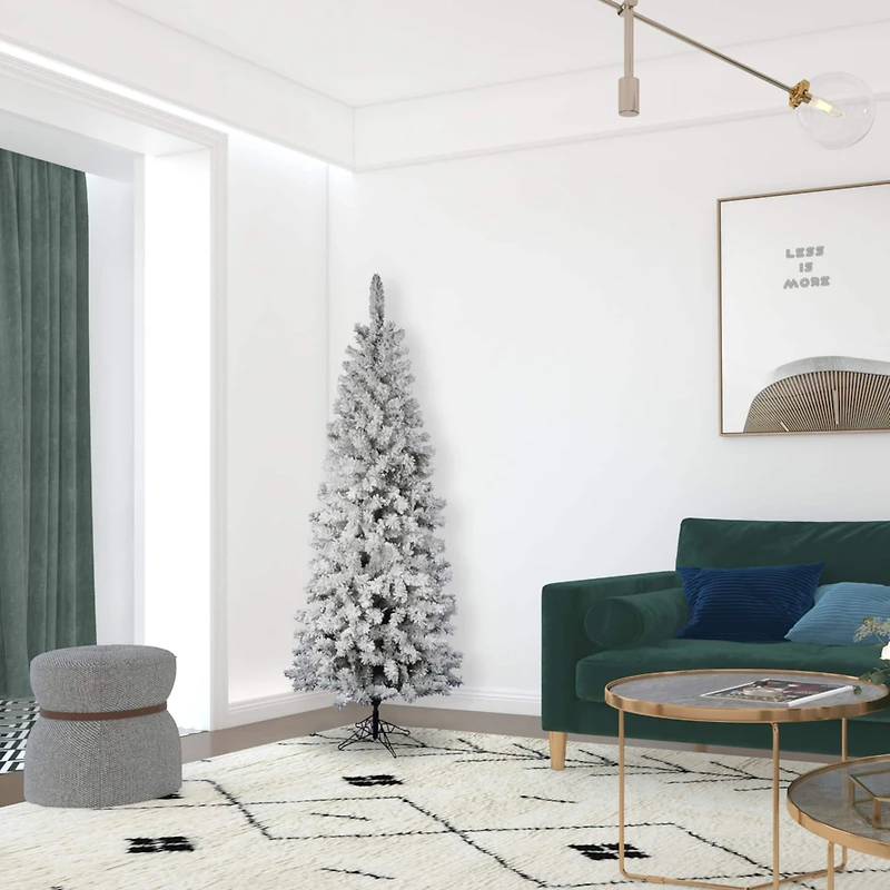 6.5ft. Unlit Flocked Pacific Pine Artificial Christmas Tree