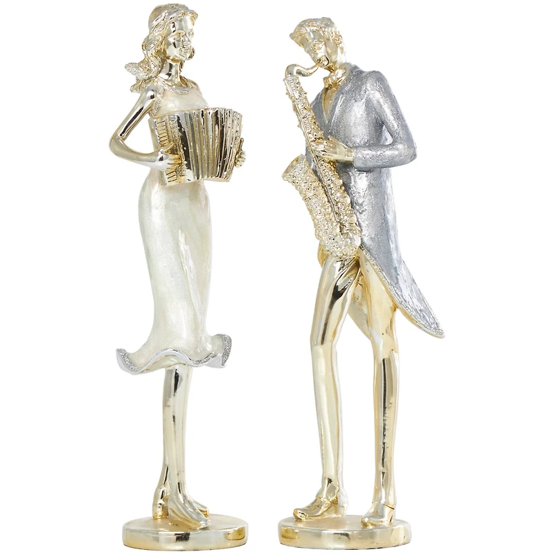 14" Gold Musician Sculpture Set